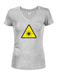 Laser Hazard Symbol Juniors V Neck T-Shirt