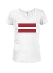 Camiseta con cuello en V para jóvenes con bandera de Letonia