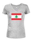 T-shirt à col en V pour juniors avec drapeau libanais