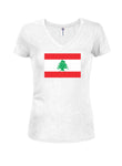 T-shirt à col en V pour juniors avec drapeau libanais