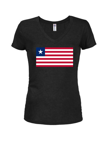 Camiseta con cuello en V para jóvenes con bandera de Liberia