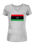 T-shirt à col en V pour juniors avec drapeau libyen