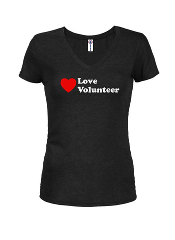 Love Volunteer Juniors V Neck T-Shirt