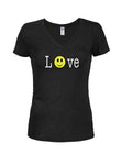 Love Smiley Juniors V Neck T-Shirt