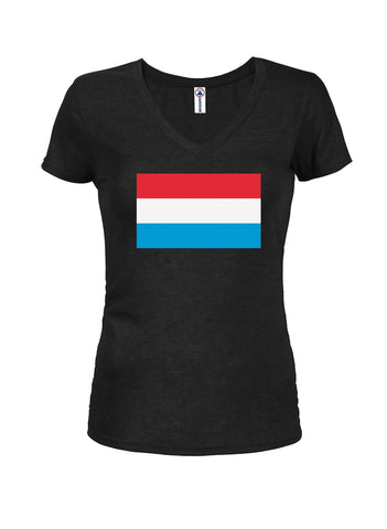 Camiseta con cuello en V para jóvenes con bandera de Luxemburgo