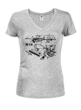 M-16 Schematic Juniors V Neck T-Shirt