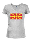 Macedonian Flag Juniors V Neck T-Shirt
