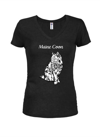 Maine Coon Cat Juniors V Neck T-Shirt