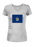 Maine State Flag Juniors V Neck T-Shirt