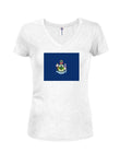 Maine State Flag Juniors V Neck T-Shirt