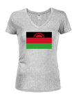 T-shirt à col en V pour juniors avec drapeau du Malawi