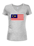 Malaysian Flag Juniors V Neck T-Shirt