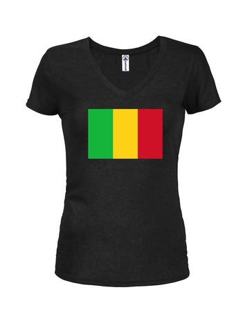 T-shirt à col en V pour juniors avec drapeau malien