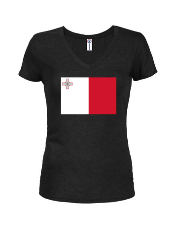 Camiseta con cuello en V para jóvenes con bandera de Malta