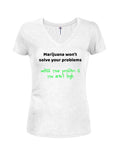 La marijuana ne résoudra pas vos problèmes T-shirt col en V junior