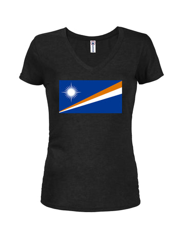 Camiseta con cuello en V para jóvenes con bandera de Marshallese