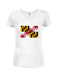 T-shirt à col en V pour juniors avec drapeau de l'État du Maryland