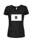 Massachusetts State Flag Juniors V Neck T-Shirt