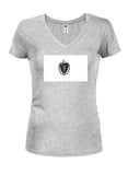 Massachusetts State Flag Juniors V Neck T-Shirt