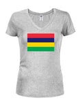 T-shirt col en V junior drapeau mauricien