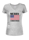 Merry Christmas Juniors V Neck T-Shirt