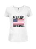 Merry Christmas Juniors V Neck T-Shirt