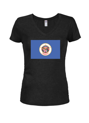 Minnesota State Flag Juniors V Neck T-Shirt