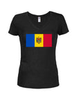 T-shirt à col en V pour juniors avec drapeau moldave