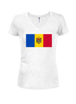 T-shirt à col en V pour juniors avec drapeau moldave