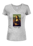 Mona Lisa Swipe Right Juniors T-shirt à col en V