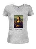 Mona Lisa Swipe Right Juniors T-shirt à col en V