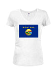 Montana State Flag Juniors V Neck T-Shirt
