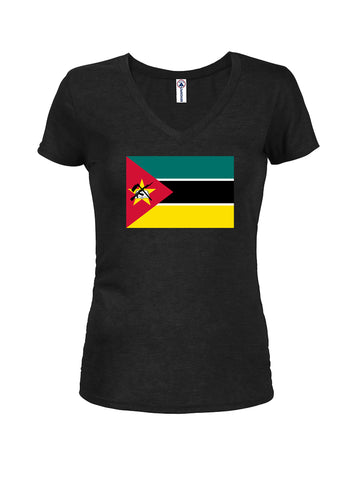 T-shirt à col en V pour juniors avec drapeau mozambicain