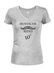 Mustache Rides 10 Cents Juniors V Neck T-Shirt