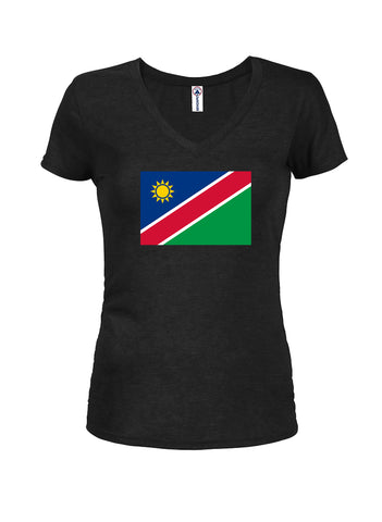 Camiseta con cuello en V para jóvenes con bandera de Namibia