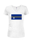 T-shirt à col en V pour juniors avec drapeau nauruan