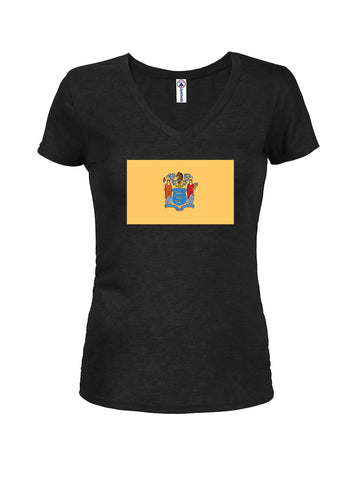 Camiseta con cuello en V para jóvenes con bandera del estado de Nueva Jersey