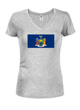 T-shirt à col en V pour juniors avec drapeau de l'État de New York