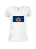 New York State Flag Juniors V Neck T-Shirt