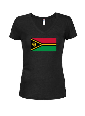 T-shirt à col en V pour juniors avec drapeau du Ni-Vanuatu