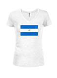 T-shirt col en V junior drapeau nicaraguayen