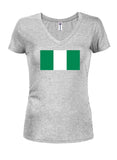 T-shirt à col en V pour juniors avec drapeau nigérian