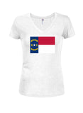 North Carolina State Flag Juniors V Neck T-Shirt