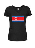 North Korean Flag Juniors V Neck T-Shirt