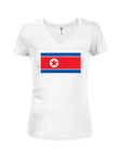 T-shirt à col en V pour juniors avec drapeau nord-coréen
