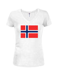 T-shirt à col en V pour juniors avec drapeau norvégien