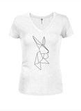 Origami Bunny Juniors V Neck T-Shirt