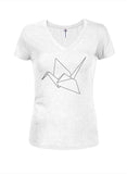 Origami Crane Juniors V Neck T-Shirt
