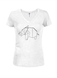 Origami Elephant Juniors T-shirt col en V