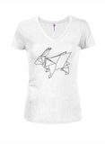 Origami Rabbit Juniors V Neck T-Shirt